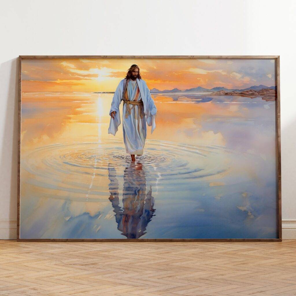 Watercolor Jesus Portrait: Jesus Walking on Water