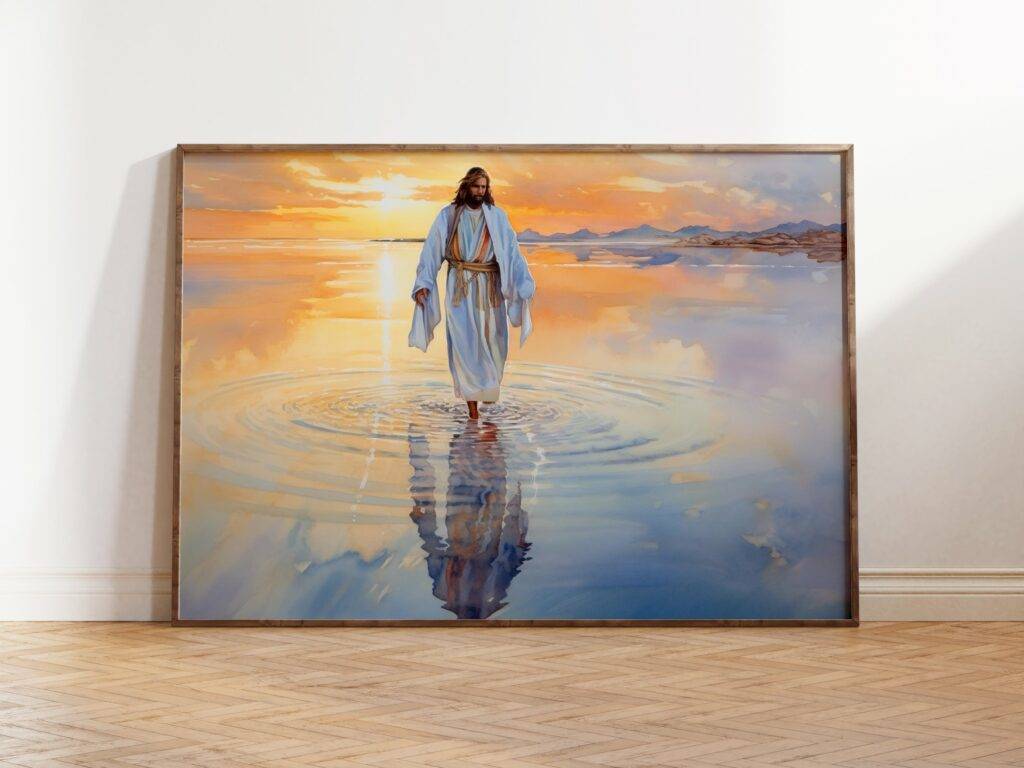 Watercolor Jesus Portrait: Jesus Walking on Water