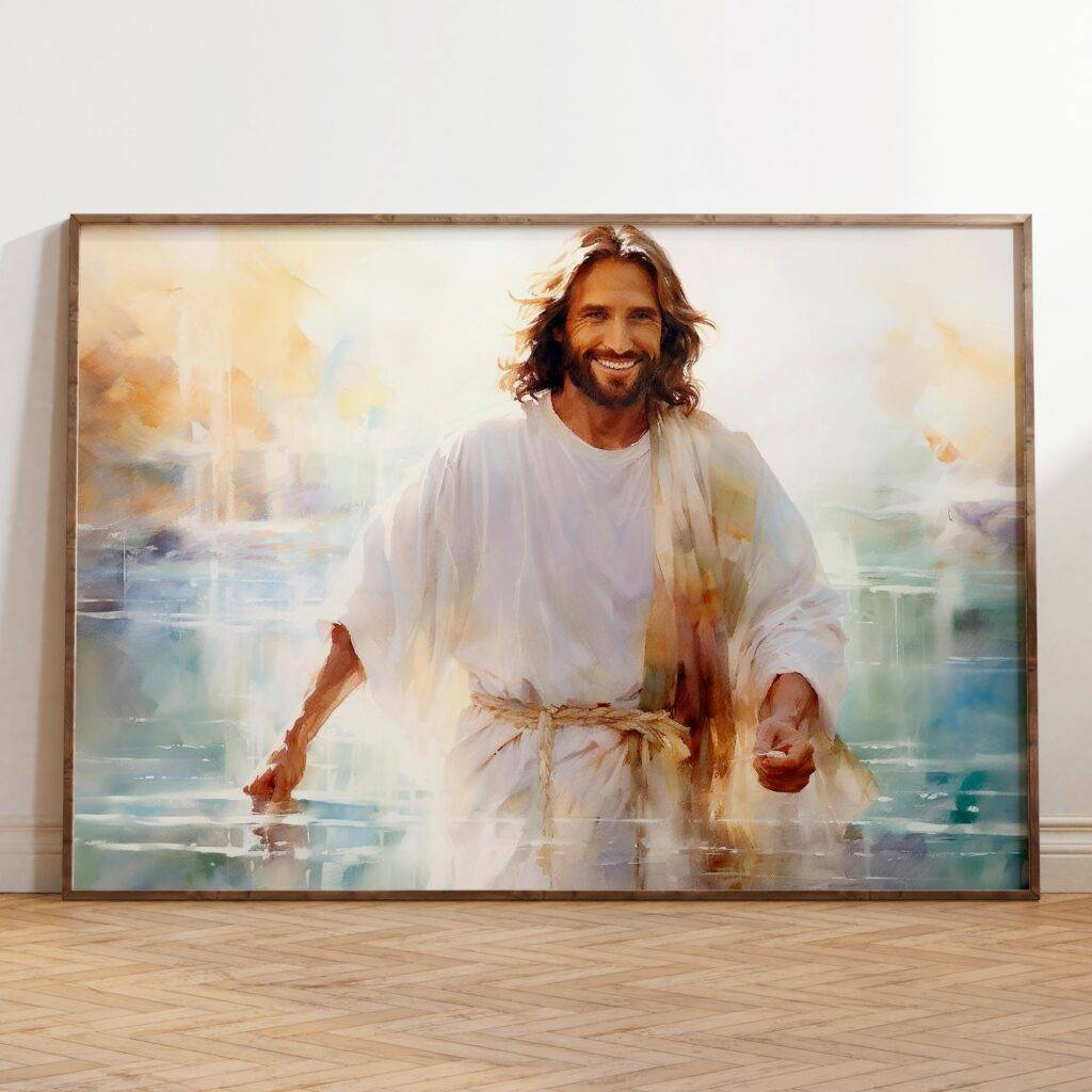 Watercolor Jesus Portrait: Jesus Walking on Water