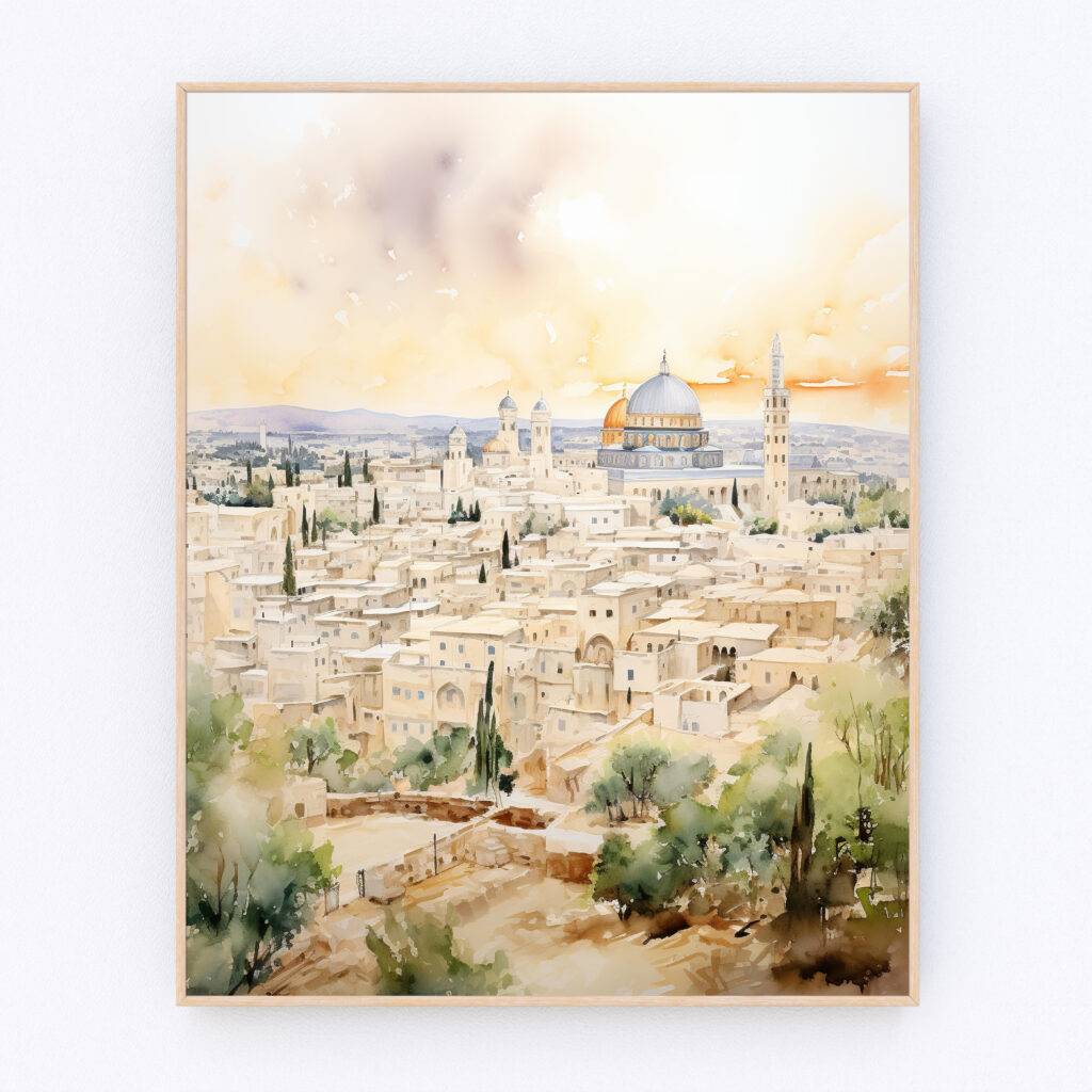 Jerusalem Watercolor Wall Art