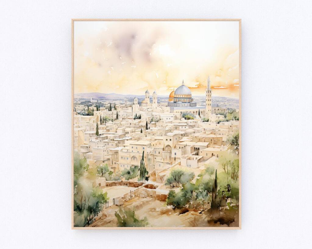 Jerusalem Watercolor Wall Art