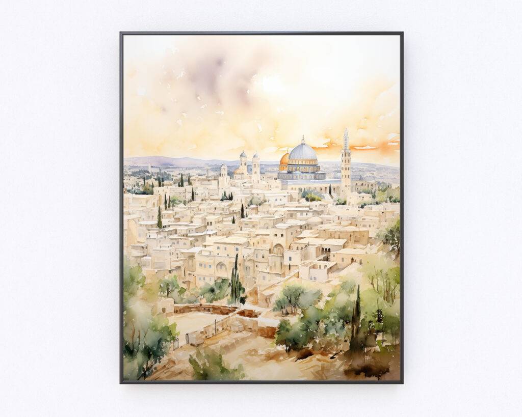 Jerusalem Watercolor Wall Art - Image 4