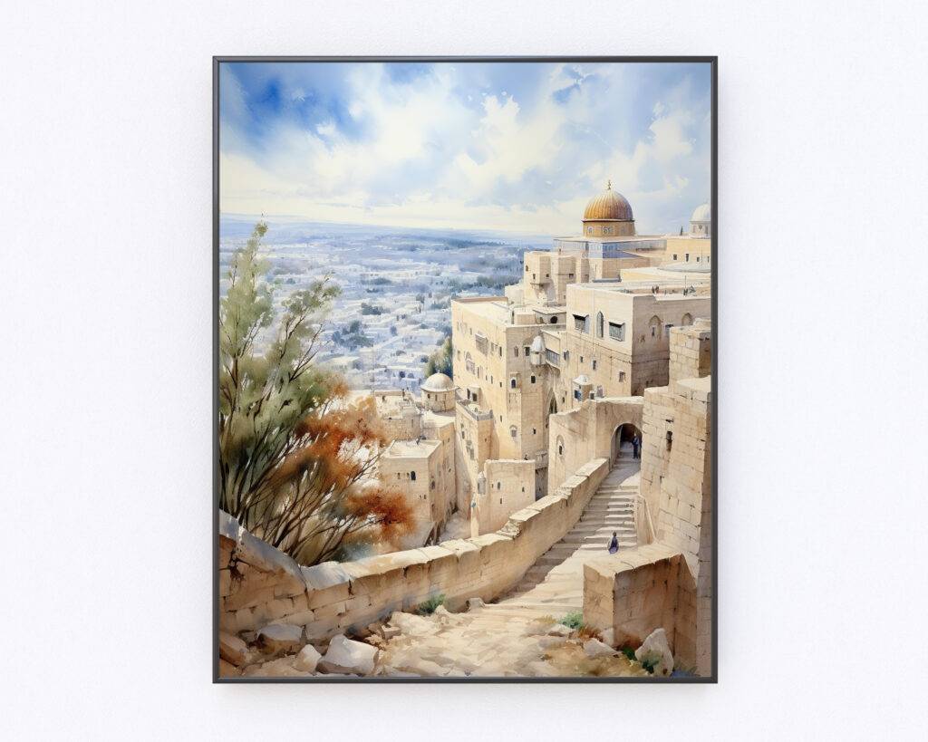 Jerusalem Watercolor Wall Art - Image 4