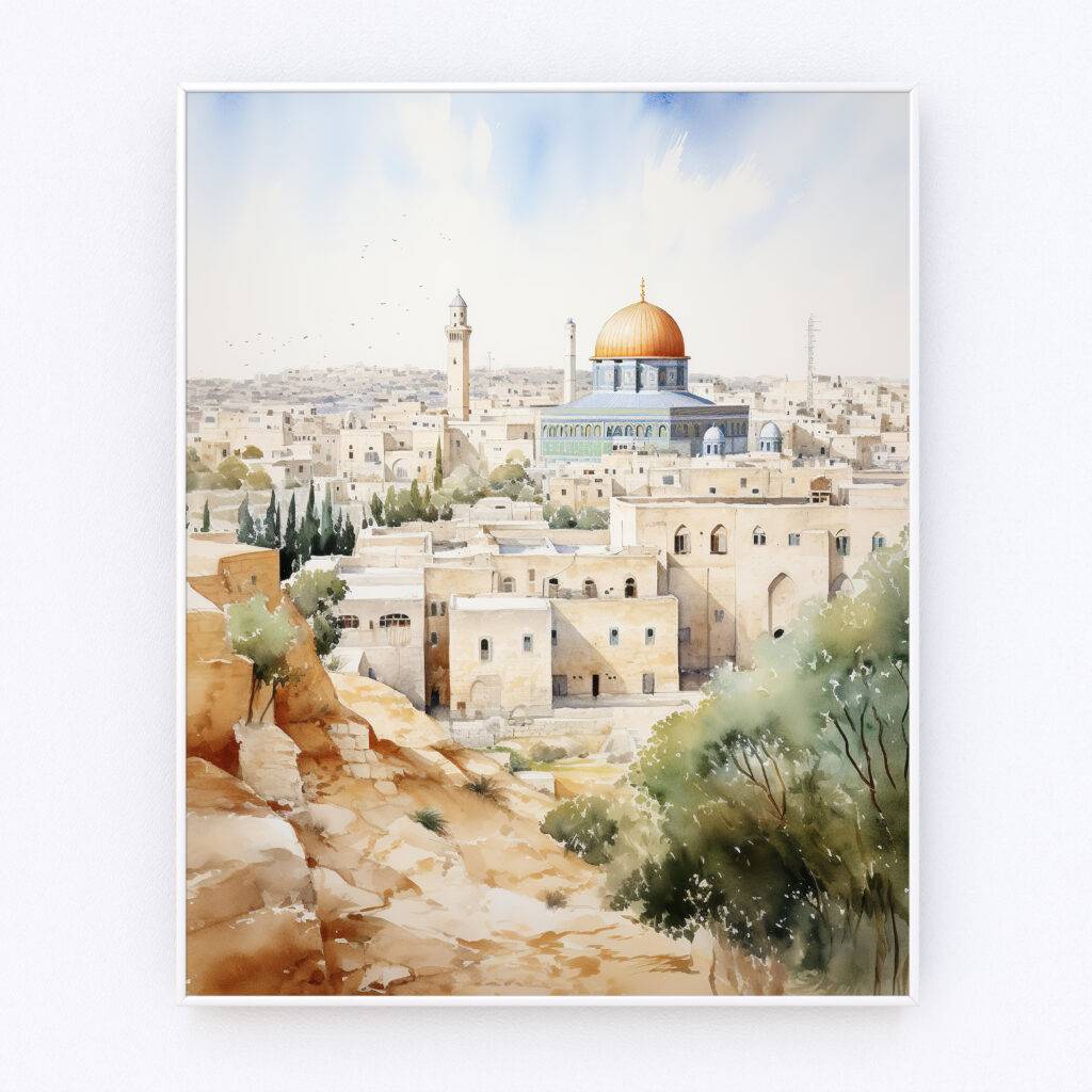 Jerusalem Watercolor Wall Art