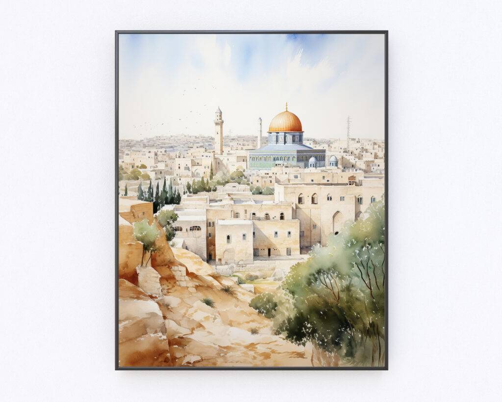 Jerusalem Watercolor Wall Art - Image 4