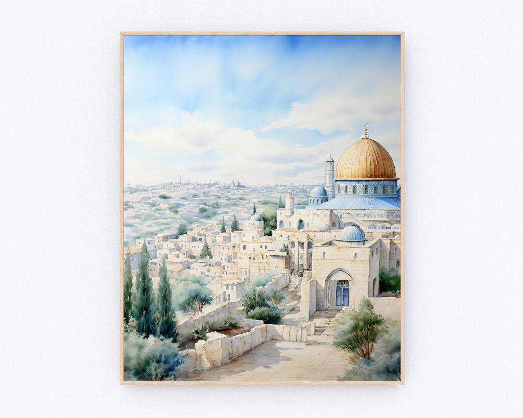 Jerusalem Watercolor Wall Art