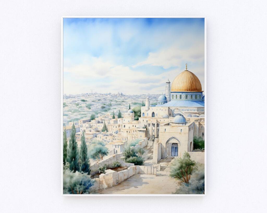 Jerusalem Watercolor Wall Art - Image 3