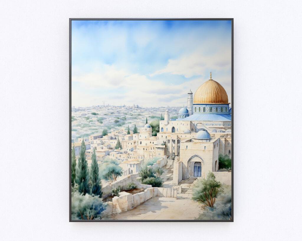 Jerusalem Watercolor Wall Art - Image 4