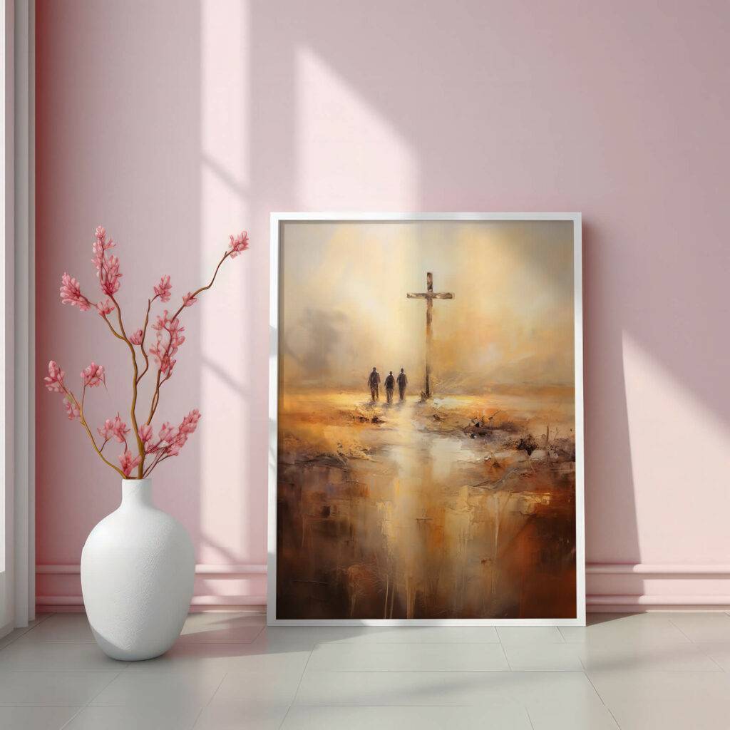 Christianity Cross Wall Art - Oil Painting - Image 3