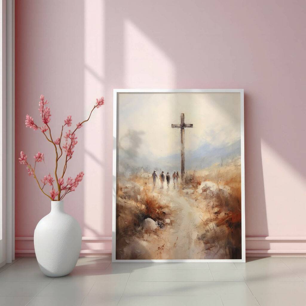 Christianity Cross Wall Art - Oil Painting - Image 2