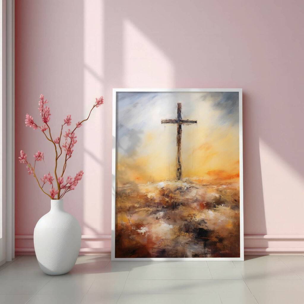 Christianity Cross Wall Art - Oil Painting - Image 2