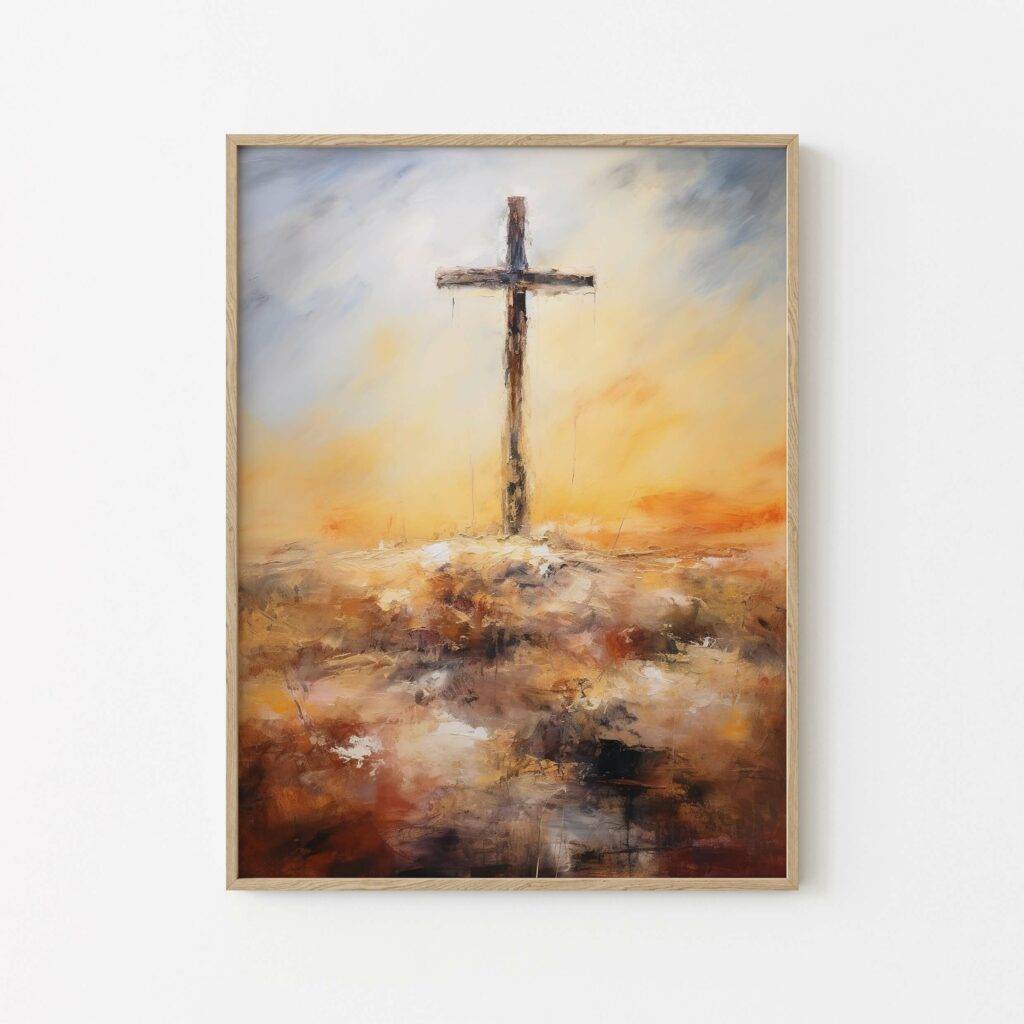 Christianity Cross Wall Art - Oil Painting - Image 3