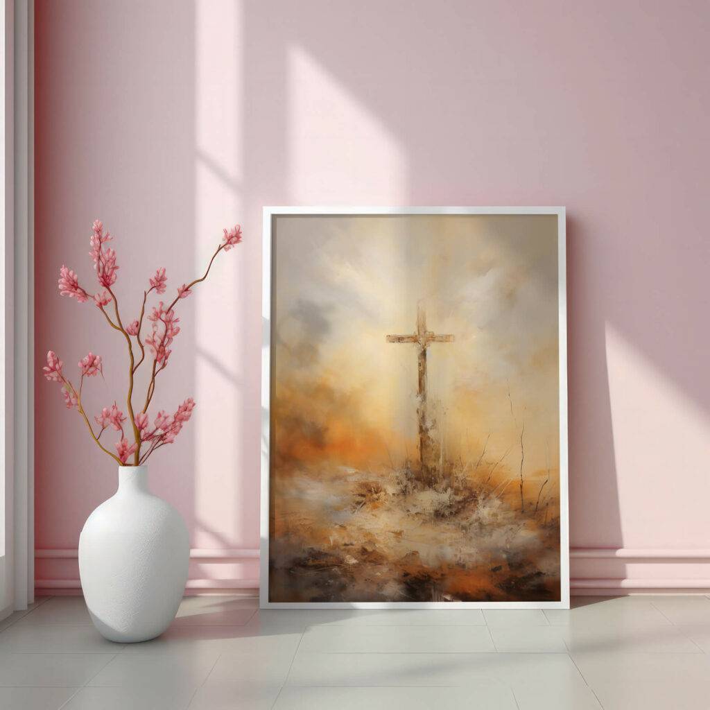 Christianity Cross Wall Art - Oil Painting - Image 3