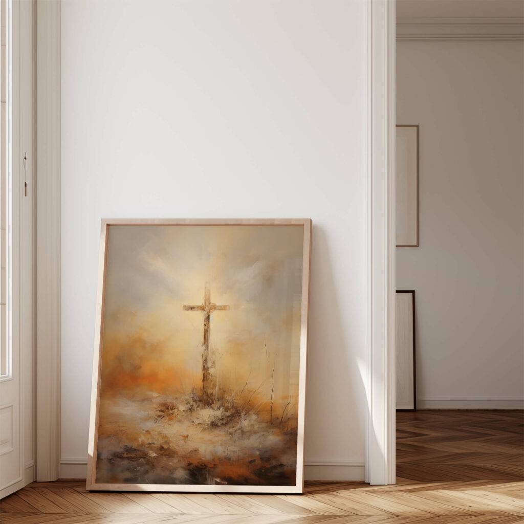 Christianity Cross Wall Art - Oil Painting - Image 2