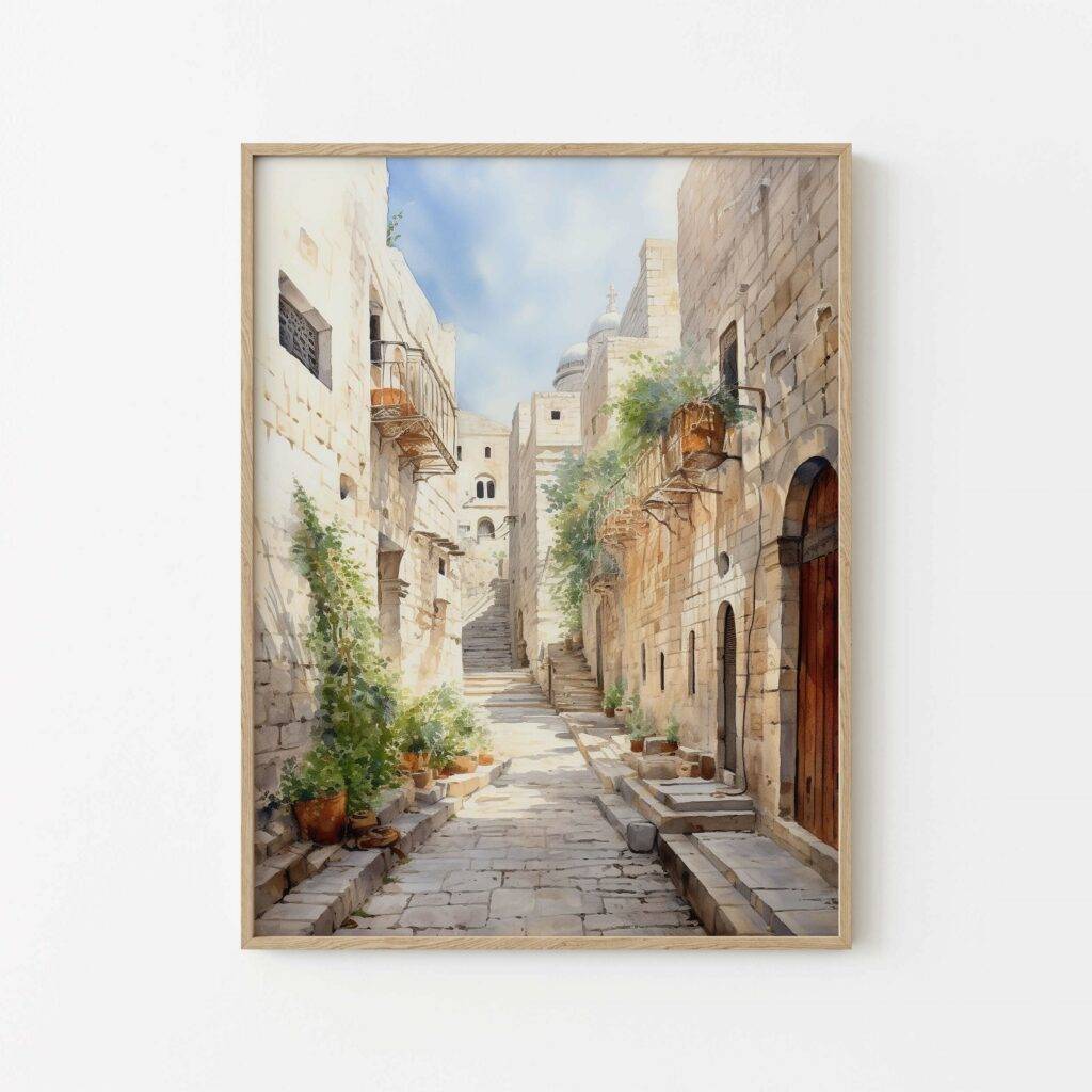 Jerusalem Watercolor Wall Art - Image 2