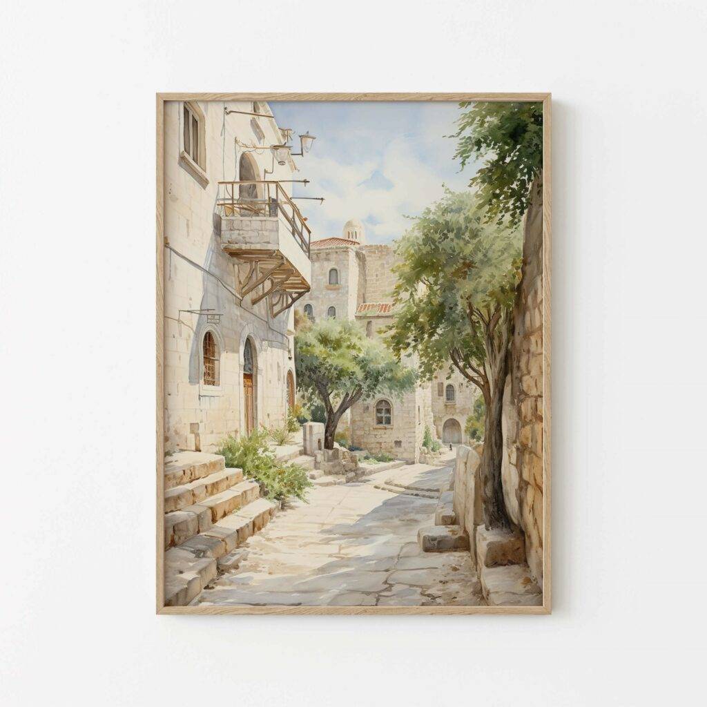 Jerusalem Watercolor Wall Art - Image 2