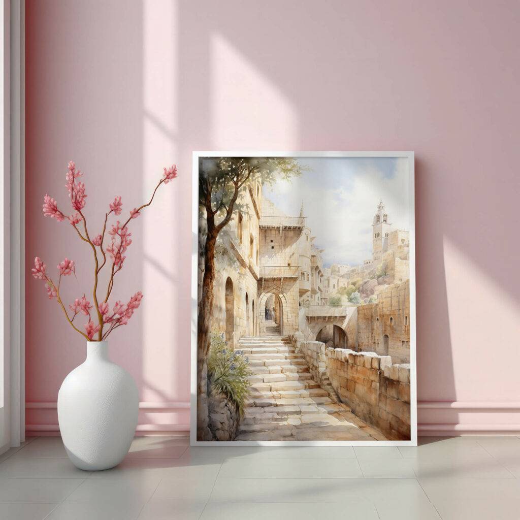Jerusalem Watercolor Wall Art - Image 3