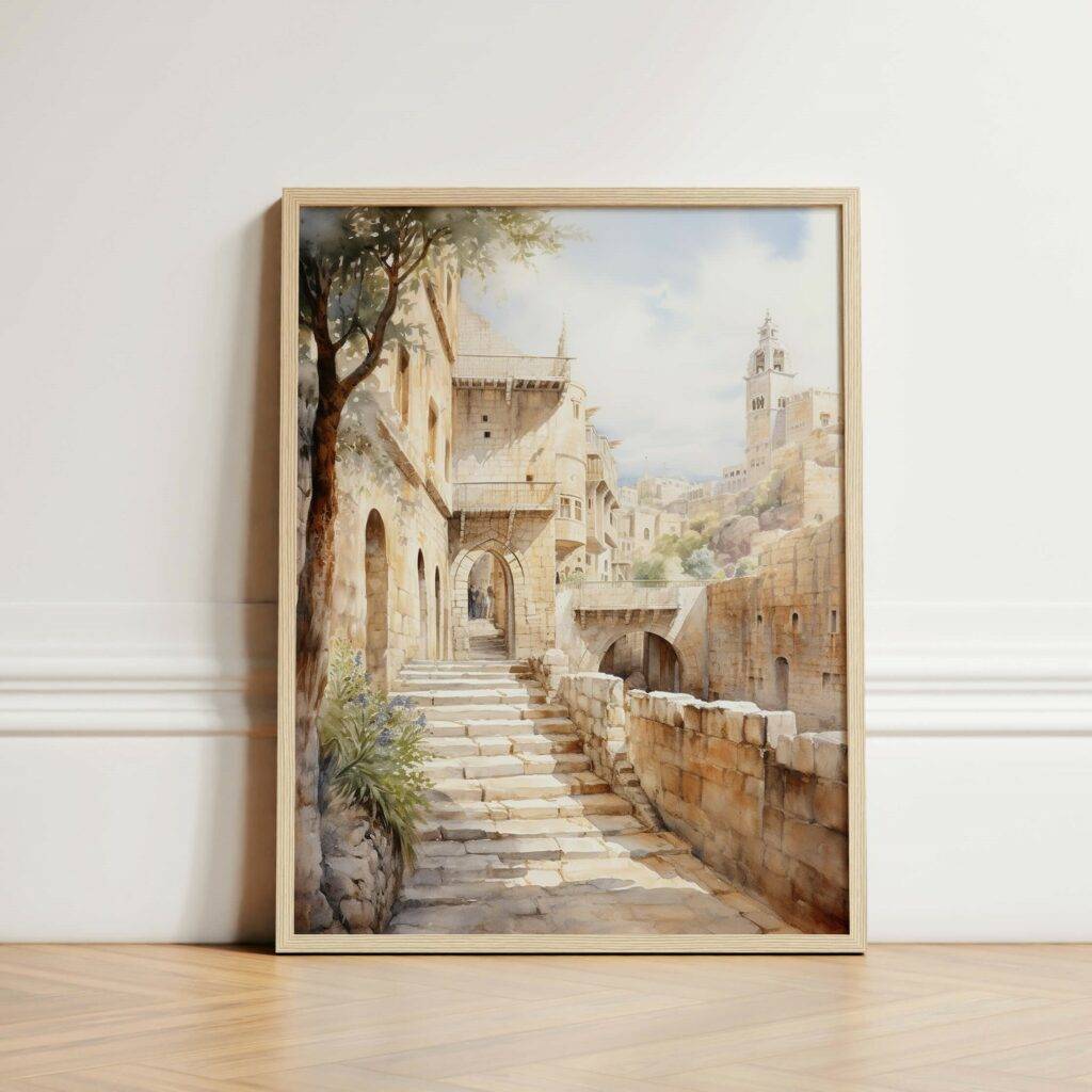 Jerusalem Watercolor Wall Art