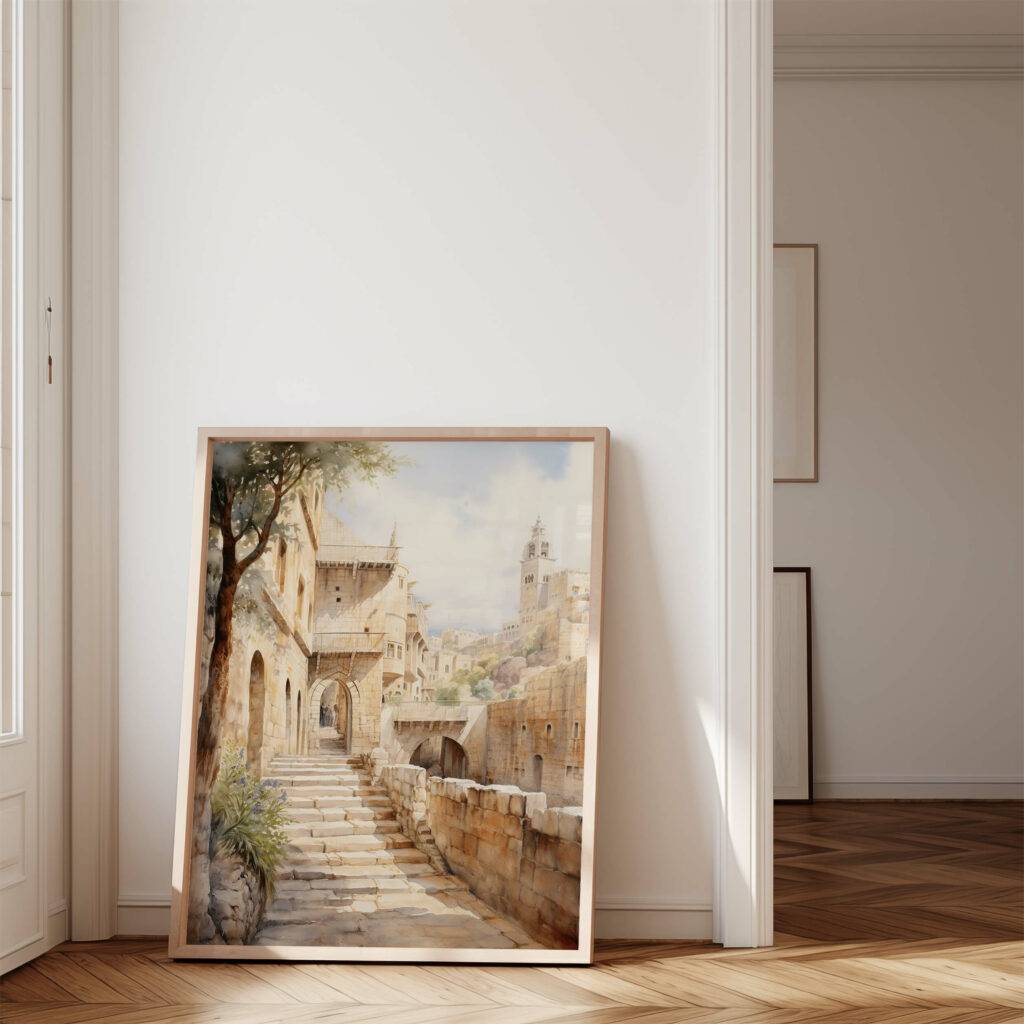 Jerusalem Watercolor Wall Art - Image 4