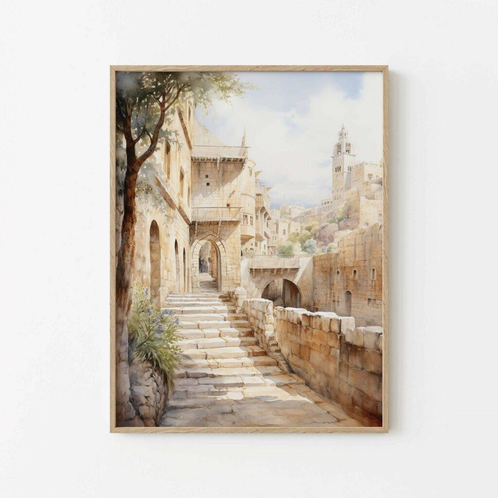 Jerusalem Watercolor Wall Art - Image 2