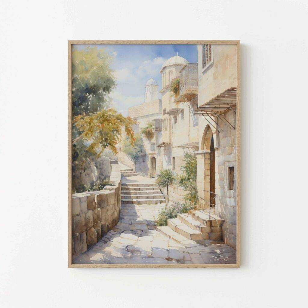 Jerusalem Watercolor Wall Art - Image 2