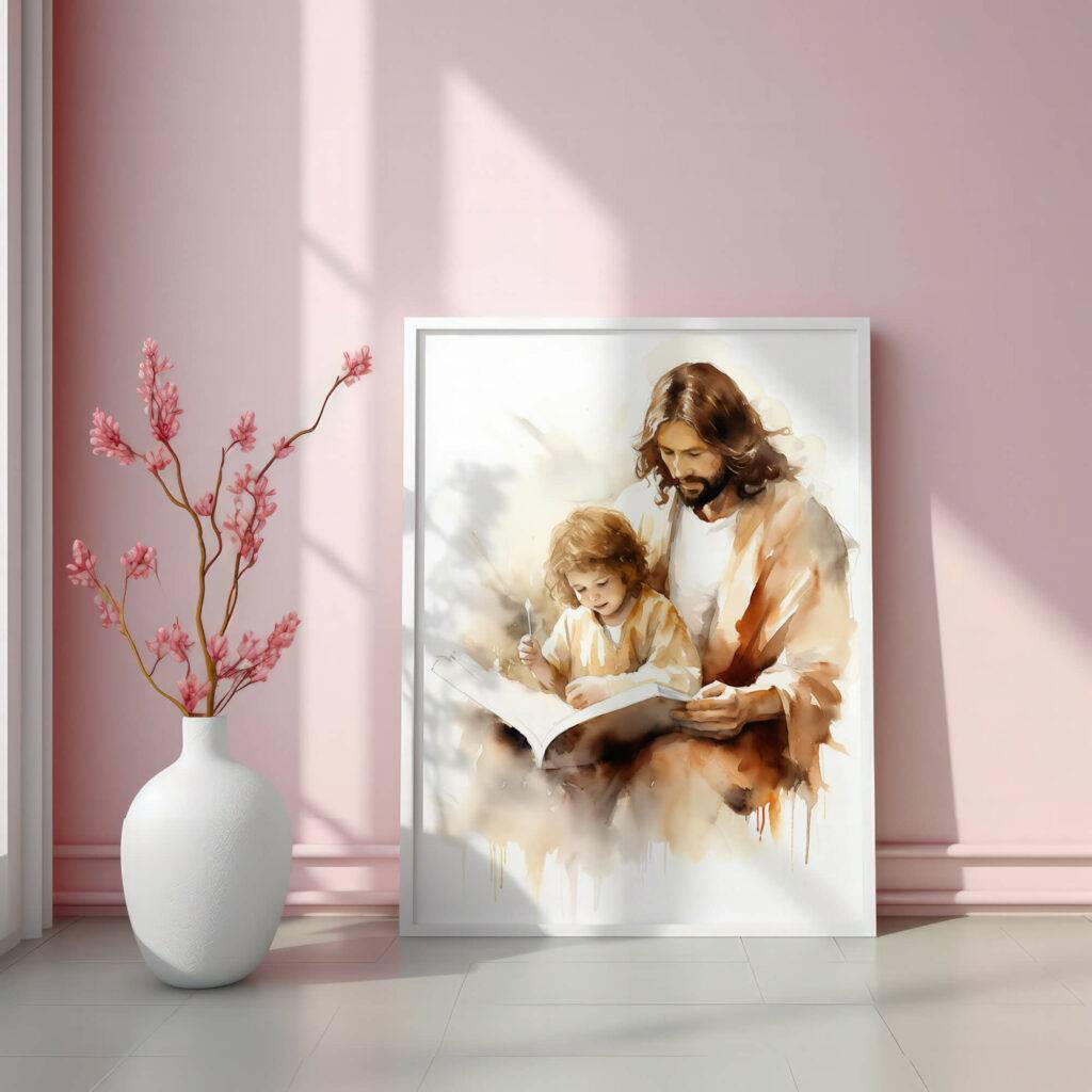 Jesus Teaching Child Wall Art - Image 3