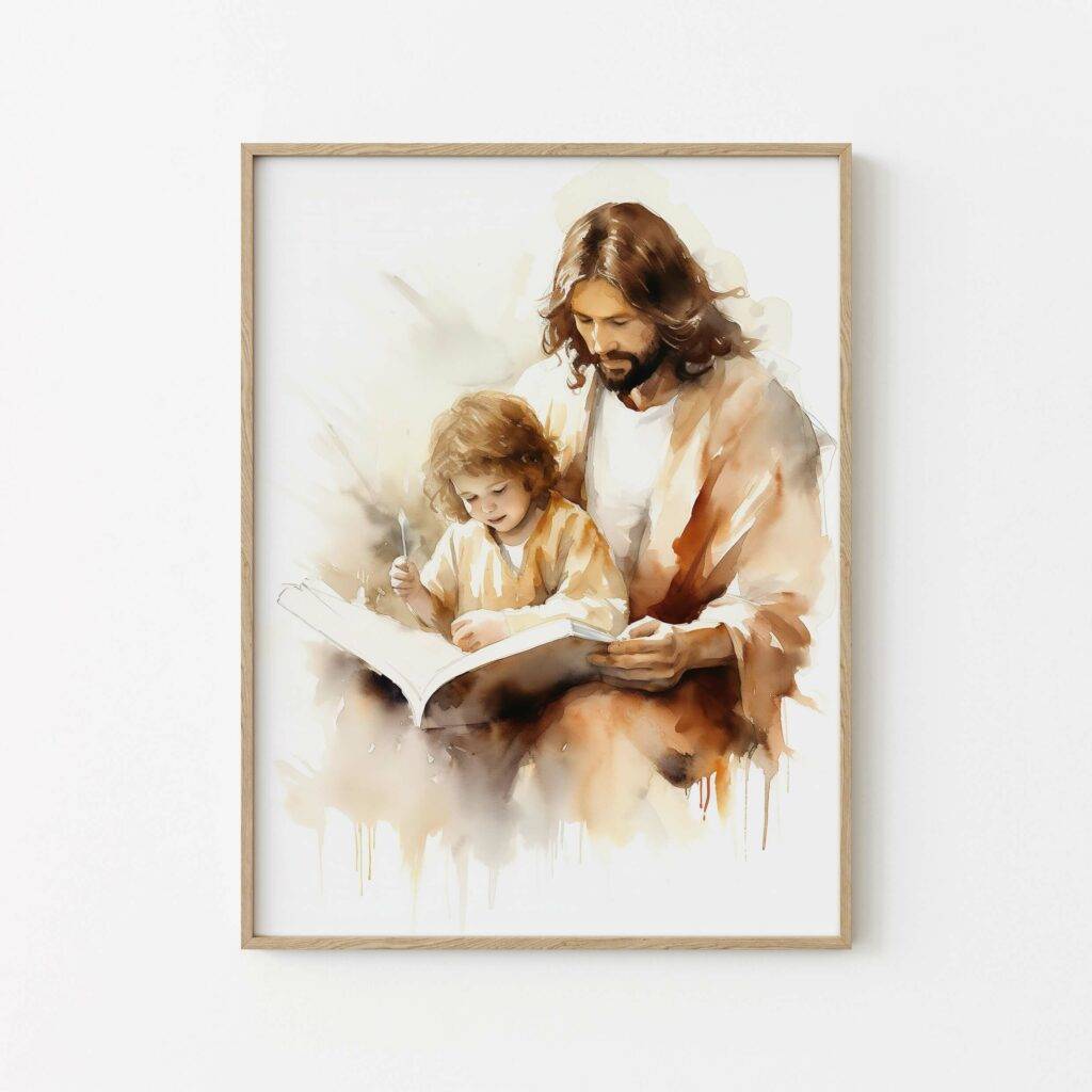 Jesus Teaching Child Wall Art - Image 2